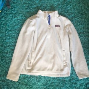 white vineyard vines quarter zip fleece
